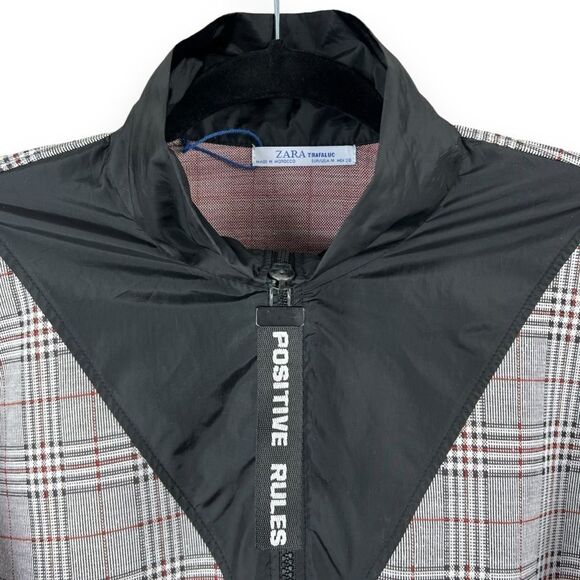 Zara Trafaluc Plaid Lightweight Crop Zip Jacket Medium M Women’s Positive Rules - Picture 7 of 12